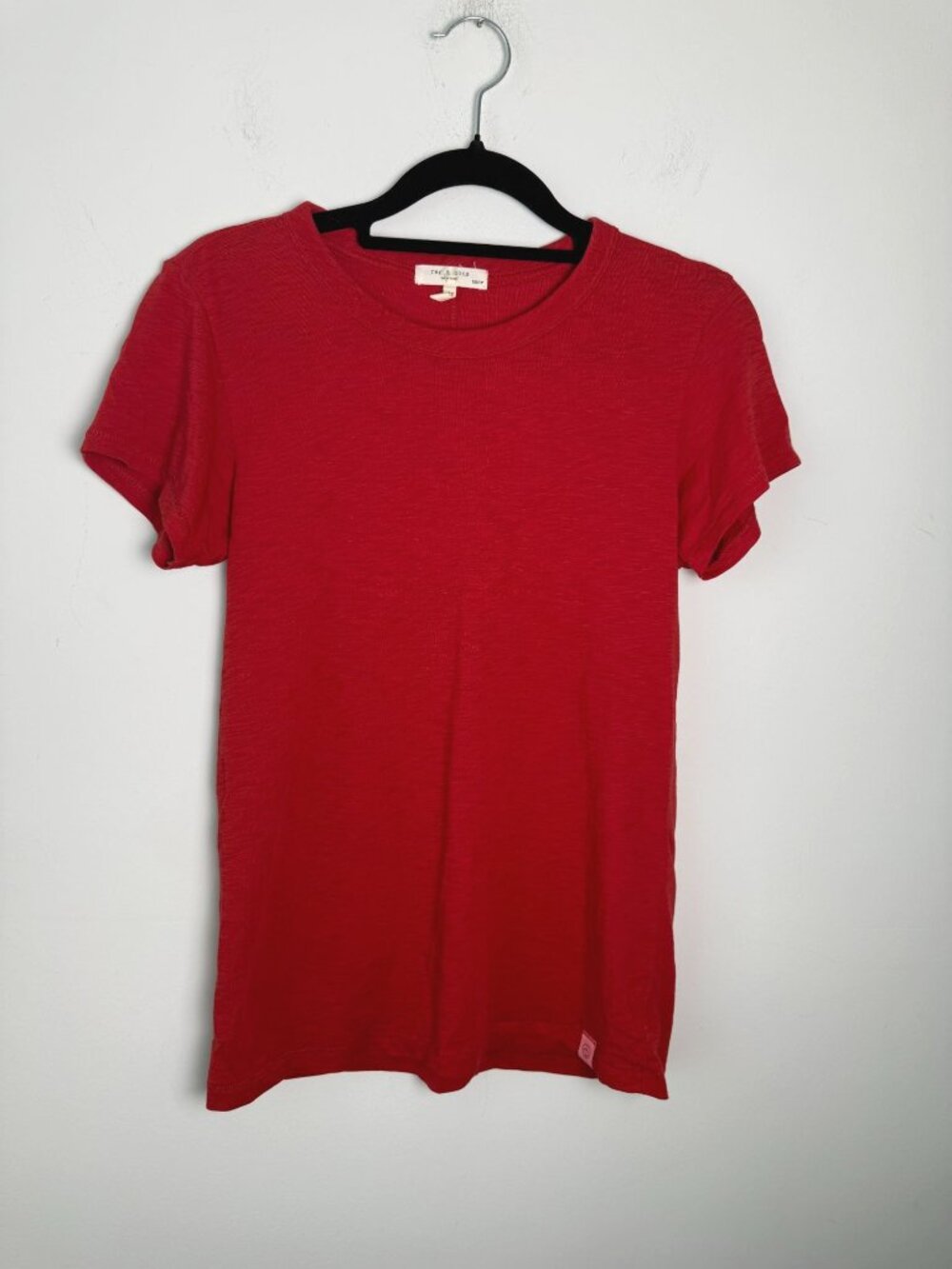 Rag & Bone The Slub Pima Cotton T-Shirt Ruby Red Size XS Casual Basic Capsule - Picture 4 of 13